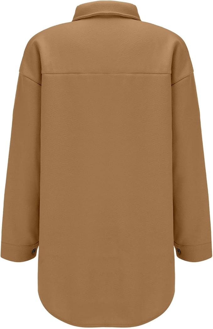 Damen gemütliche Oversize-Hemdjacke mit praktischen Taschen Sovae