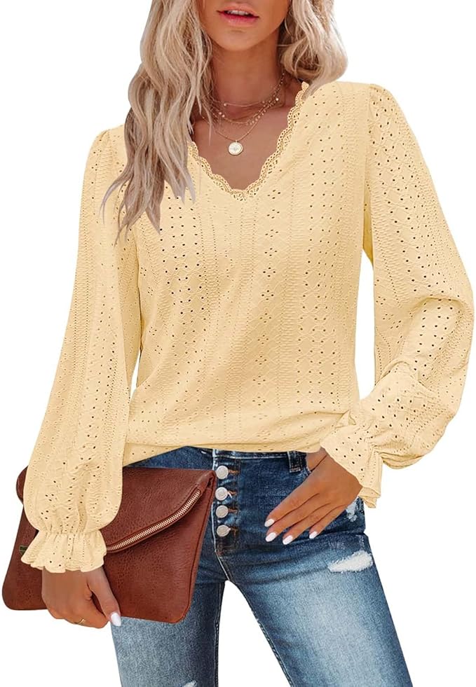 Damen Bluse mit romantischem Schnitt und detailreicher Stickerei Sovae