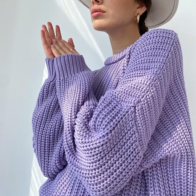 Damen lässiger Strickpullover mit strukturierter Mascheninterpretation und weitem Schnitt Sovae