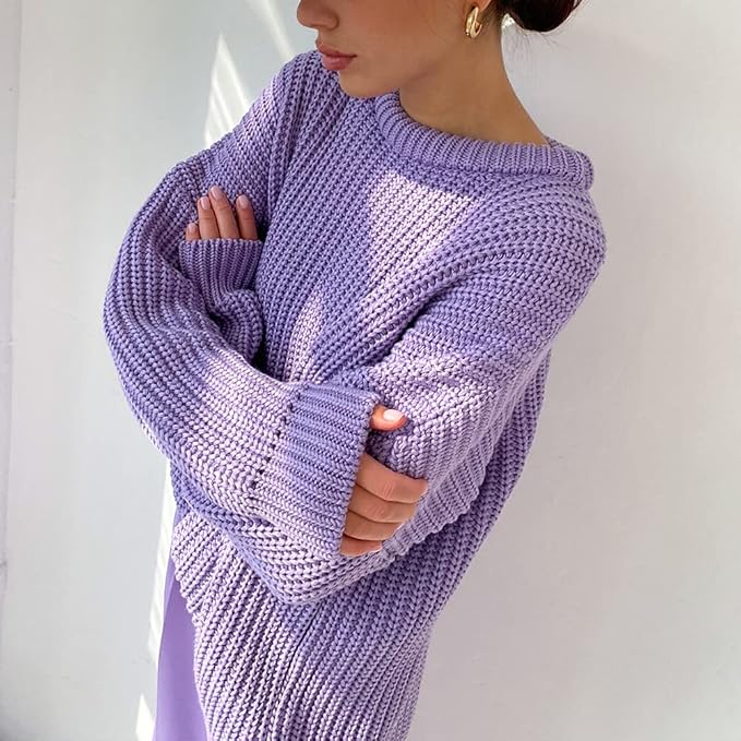 Damen lässiger Strickpullover mit strukturierter Mascheninterpretation und weitem Schnitt Sovae