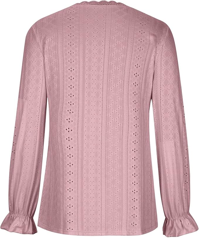 Damen Bluse mit romantischem Schnitt und detailreicher Stickerei Sovae