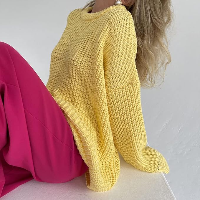Damen lässiger Strickpullover mit strukturierter Mascheninterpretation und weitem Schnitt Sovae