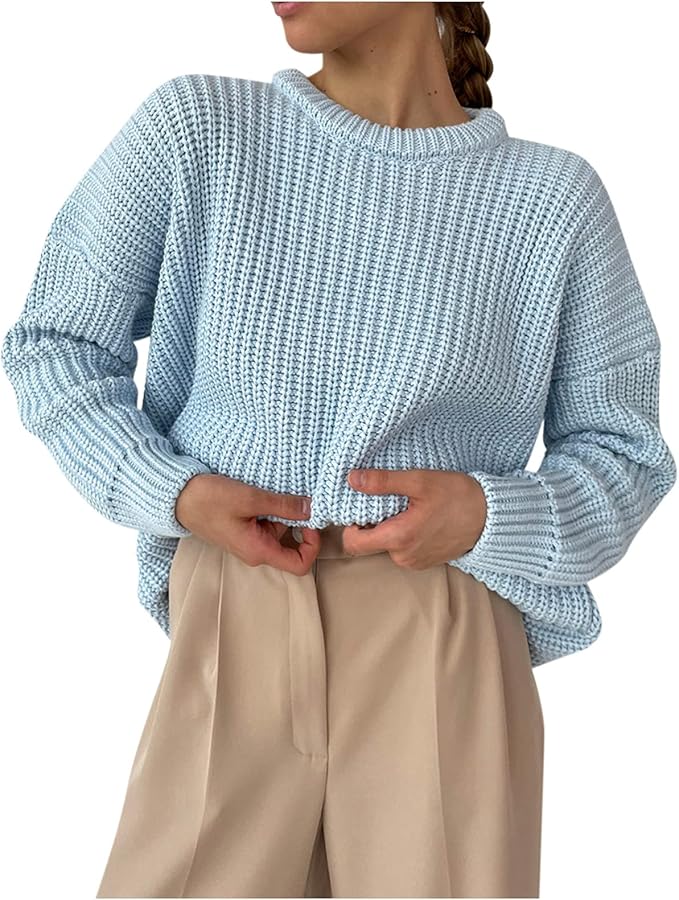 Damen lässiger Strickpullover mit strukturierter Mascheninterpretation und weitem Schnitt Sovae