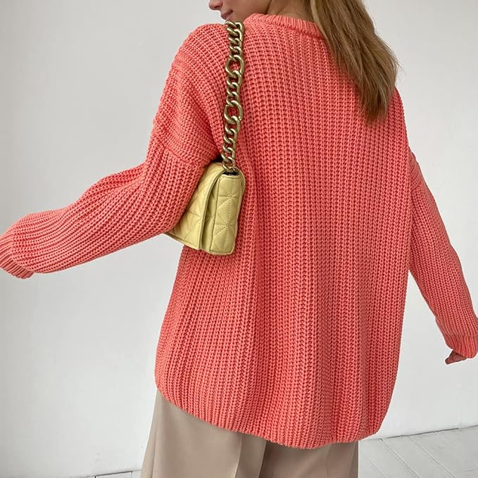 Damen lässiger Strickpullover mit strukturierter Mascheninterpretation und weitem Schnitt Sovae