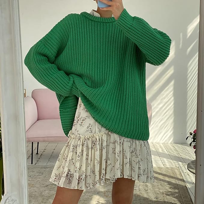 Damen lässiger Strickpullover mit strukturierter Mascheninterpretation und weitem Schnitt Sovae