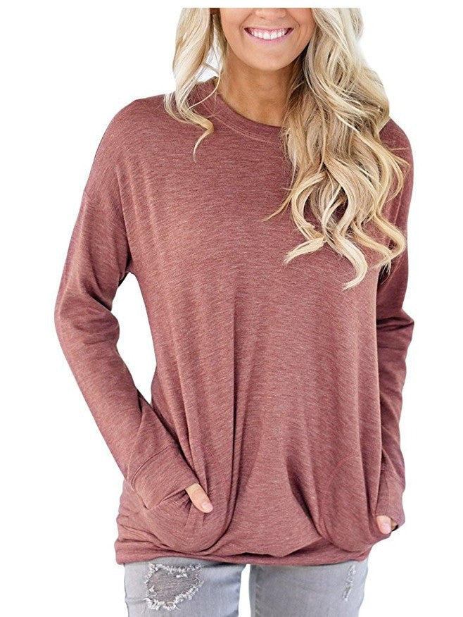 Damen Lässiger Pullover mit Taschen Sovae