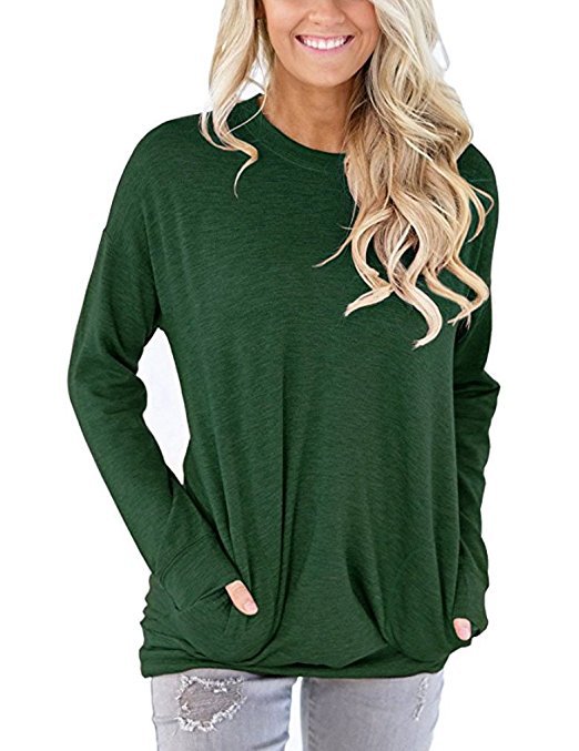 Damen Lässiger Pullover mit Taschen Sovae