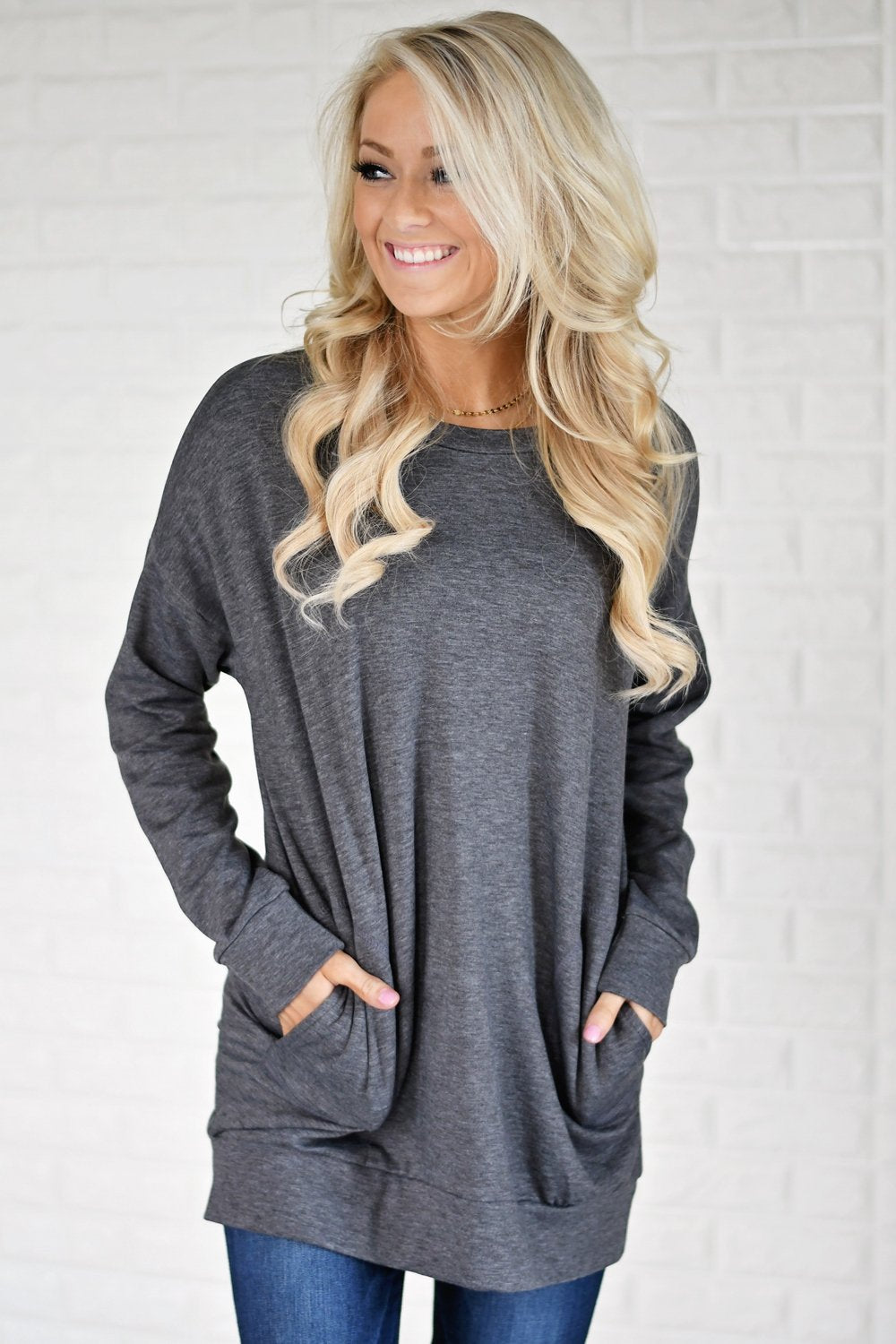 Damen Lässiger Pullover mit Taschen Sovae