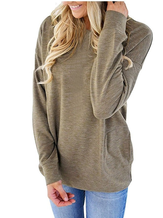 Damen Lässiger Pullover mit Taschen Sovae