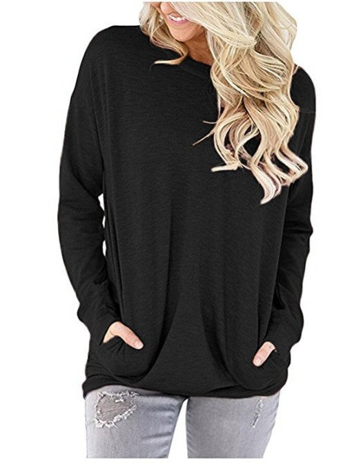 Damen Lässiger Pullover mit Taschen Sovae