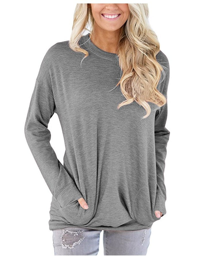Damen Lässiger Pullover mit Taschen Sovae