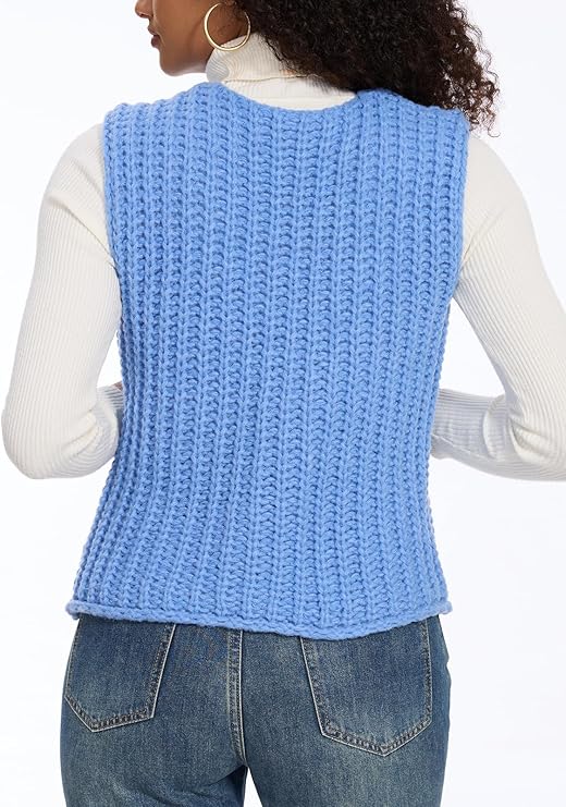 Damen Strickweste mit Taschen und Knopfdetail Sovae