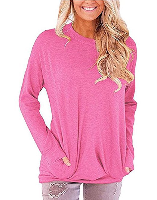 Damen Lässiger Pullover mit Taschen Sovae