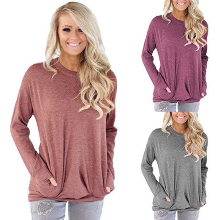 Damen Lässiger Pullover mit Taschen Sovae