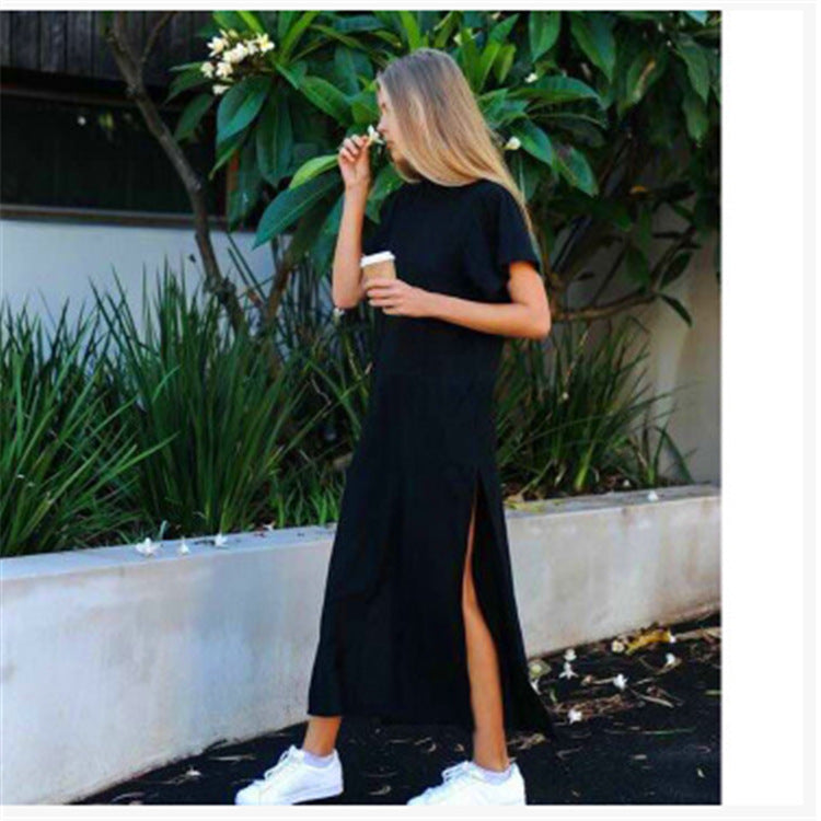 Damen Maxi-Kleid mit seitlichem Schlitz und geschmeidigem Schnitt Sovae