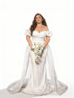 Sovae | Weißes Rückenfreies One-Shoulder Brautkleid in Maxilänge