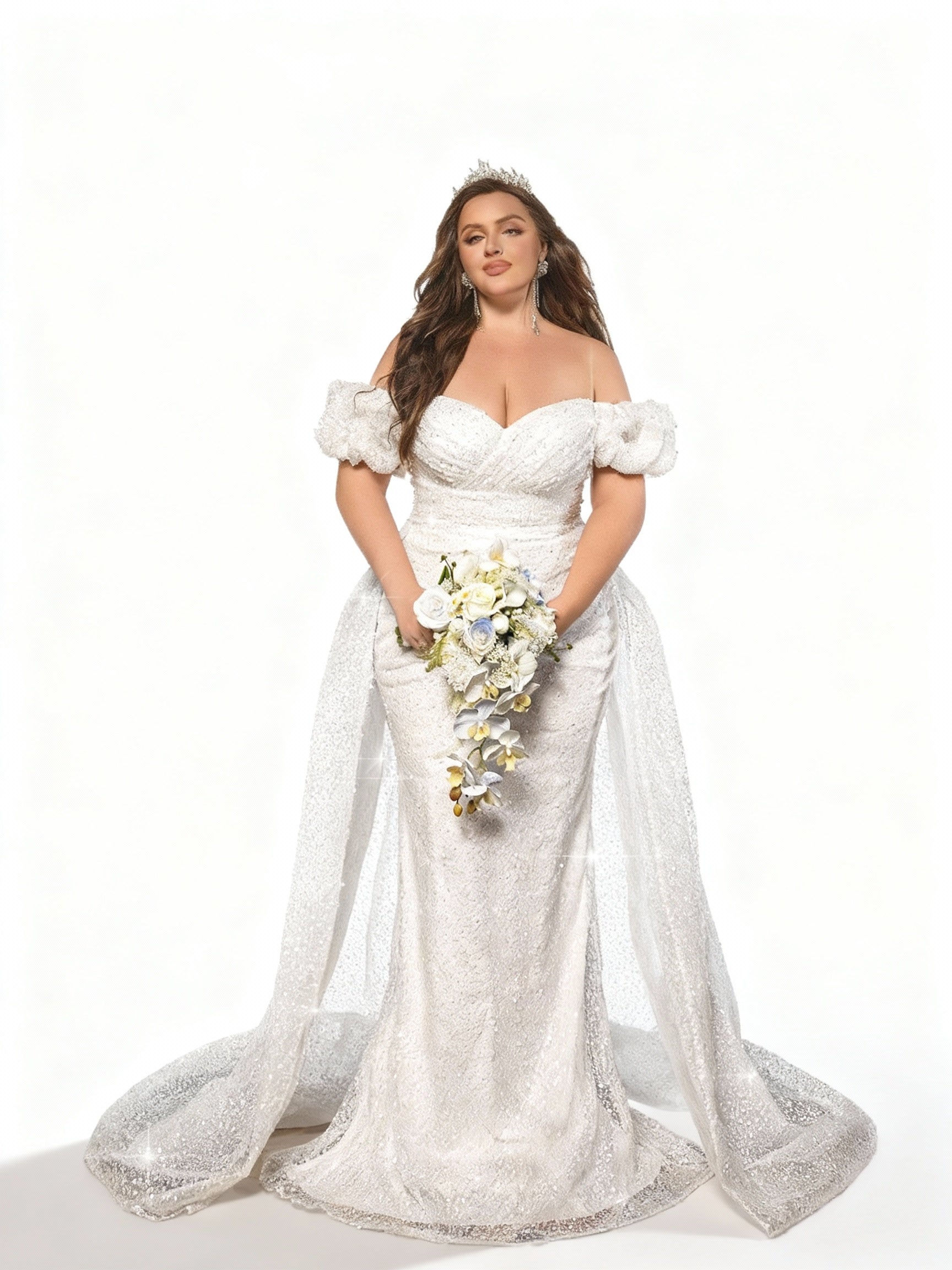 Sovae | Weißes Rückenfreies One-Shoulder Brautkleid in Maxilänge