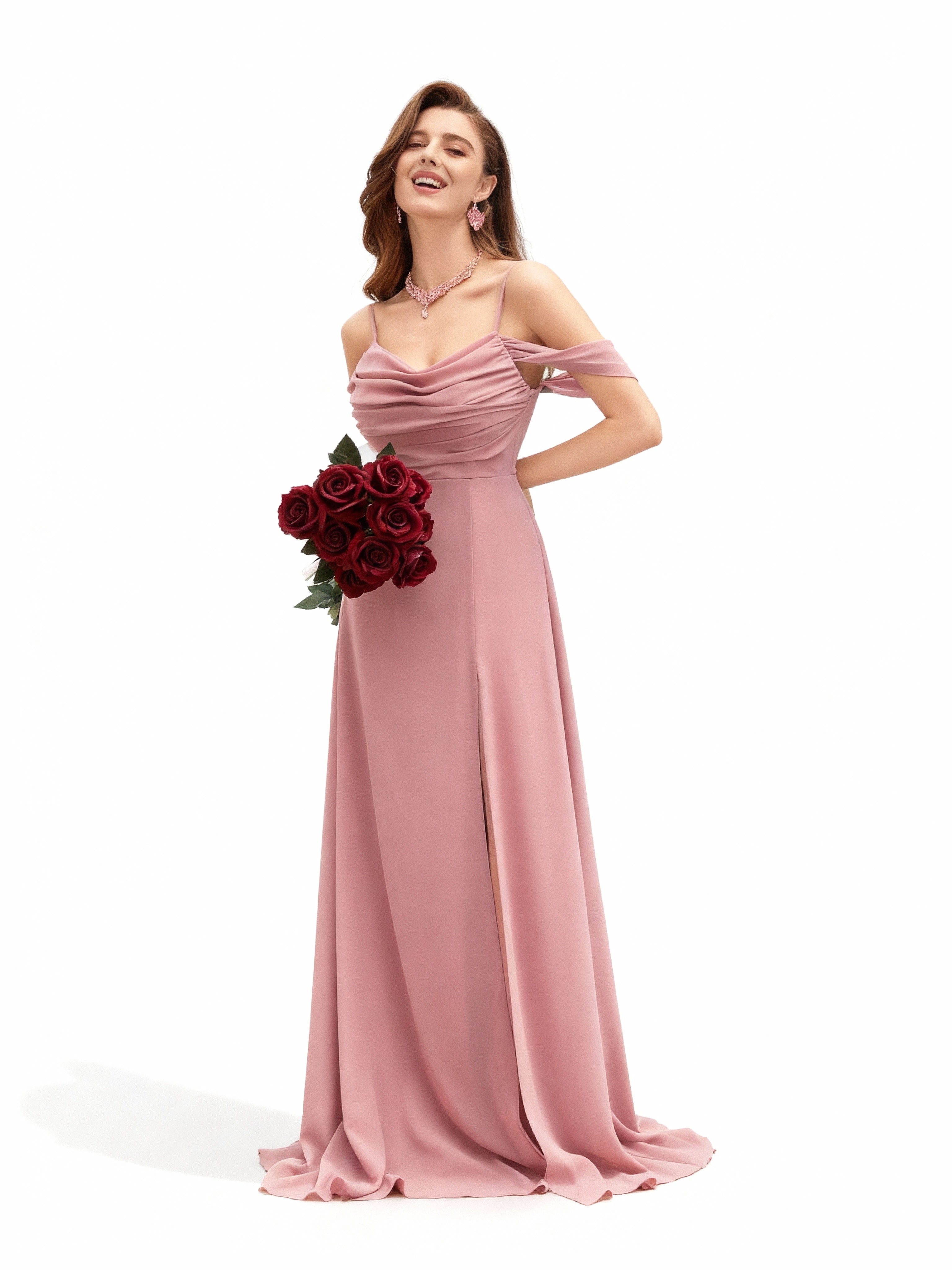 Sovae | Faltiges, trägerloses Brautjungfernkleid in schlichtem Design