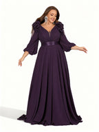 Sovae | Elegantes Chiffon-Maxikleid in Großen Größen