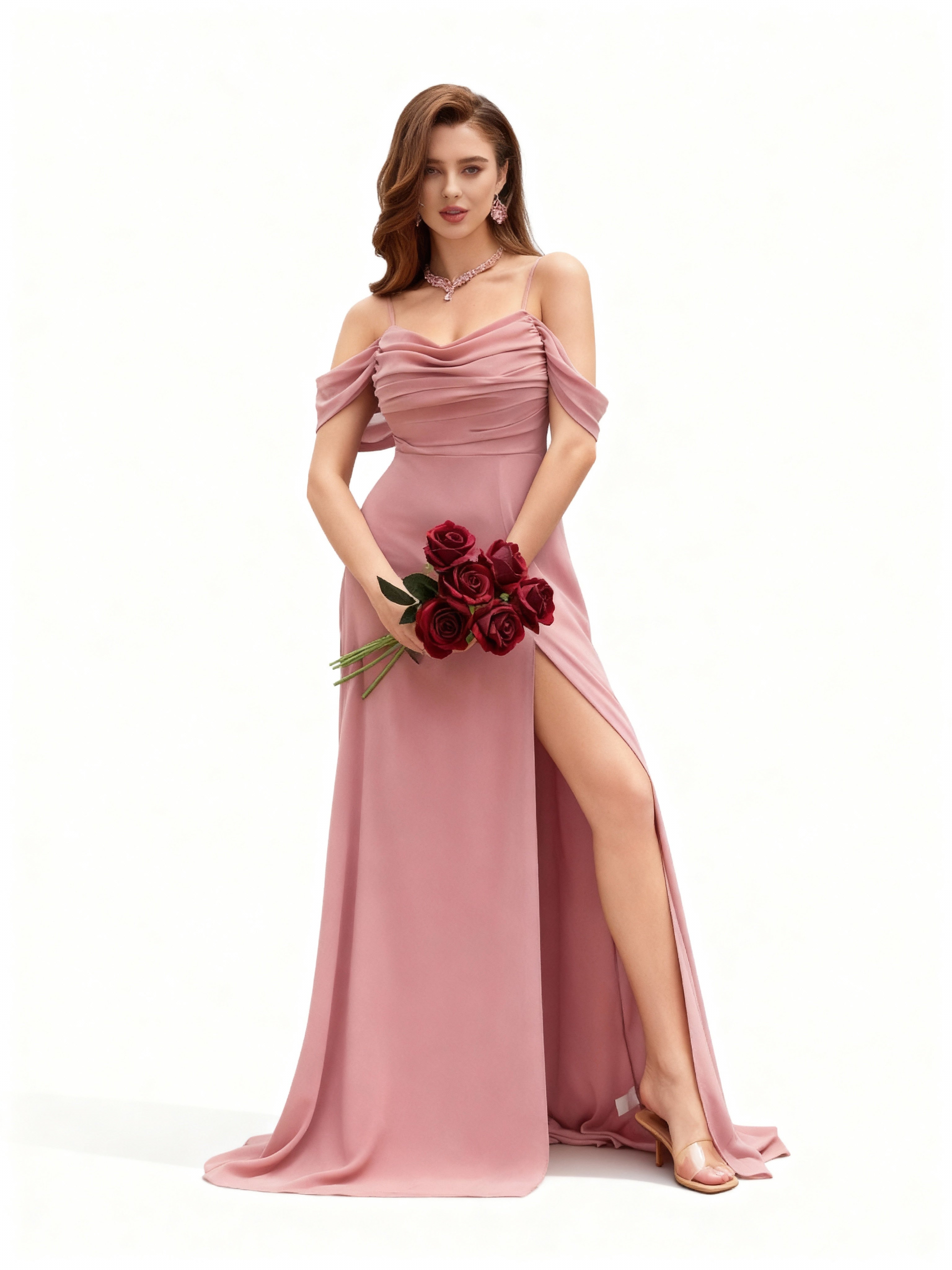 Sovae | Faltiges, trägerloses Brautjungfernkleid in schlichtem Design