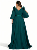 Sovae | Elegantes Chiffon-Maxikleid mit V-Ausschnitt