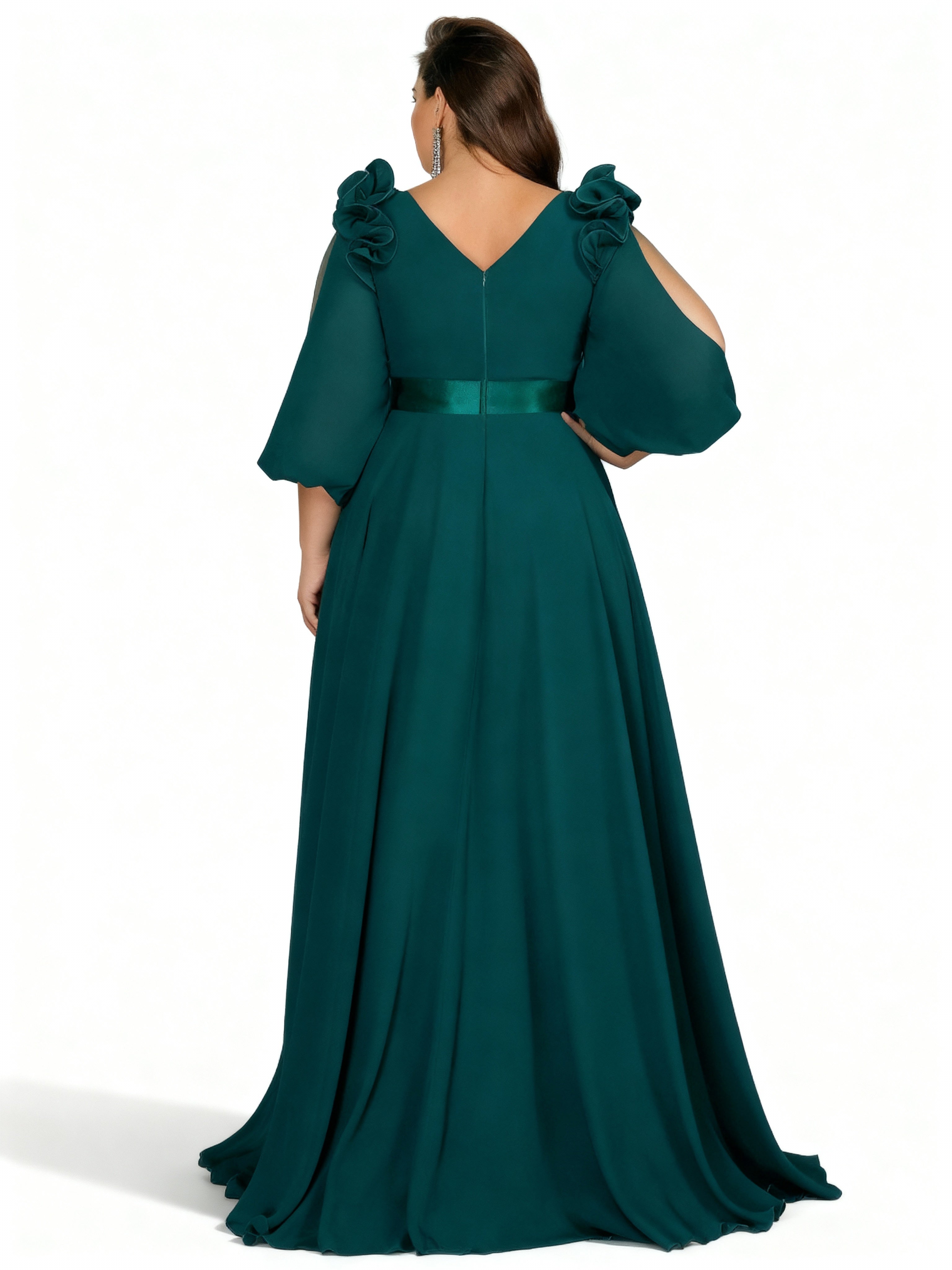 Sovae | Elegantes Chiffon-Maxikleid mit V-Ausschnitt