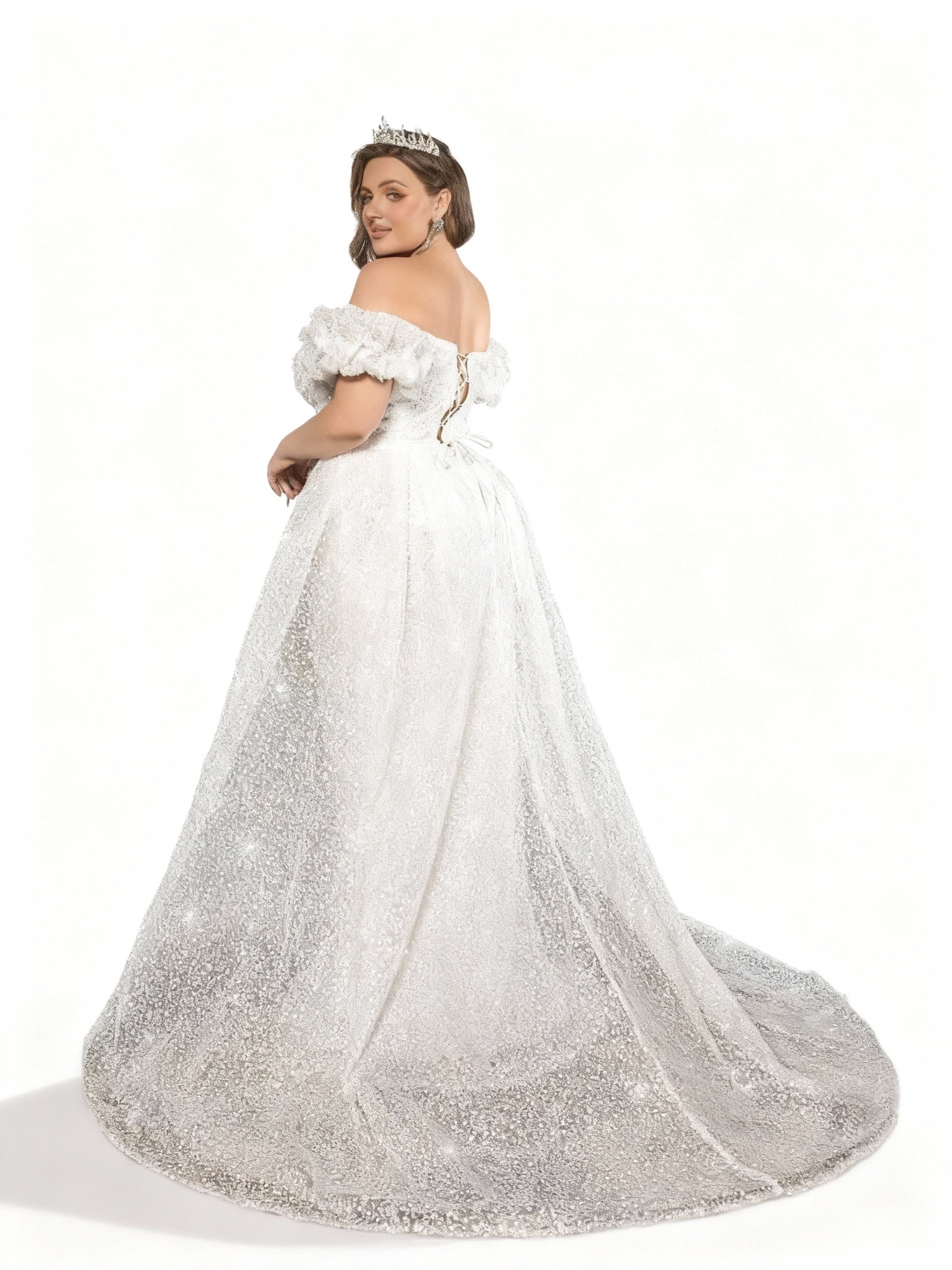 Sovae | Weißes Rückenfreies One-Shoulder Brautkleid in Maxilänge