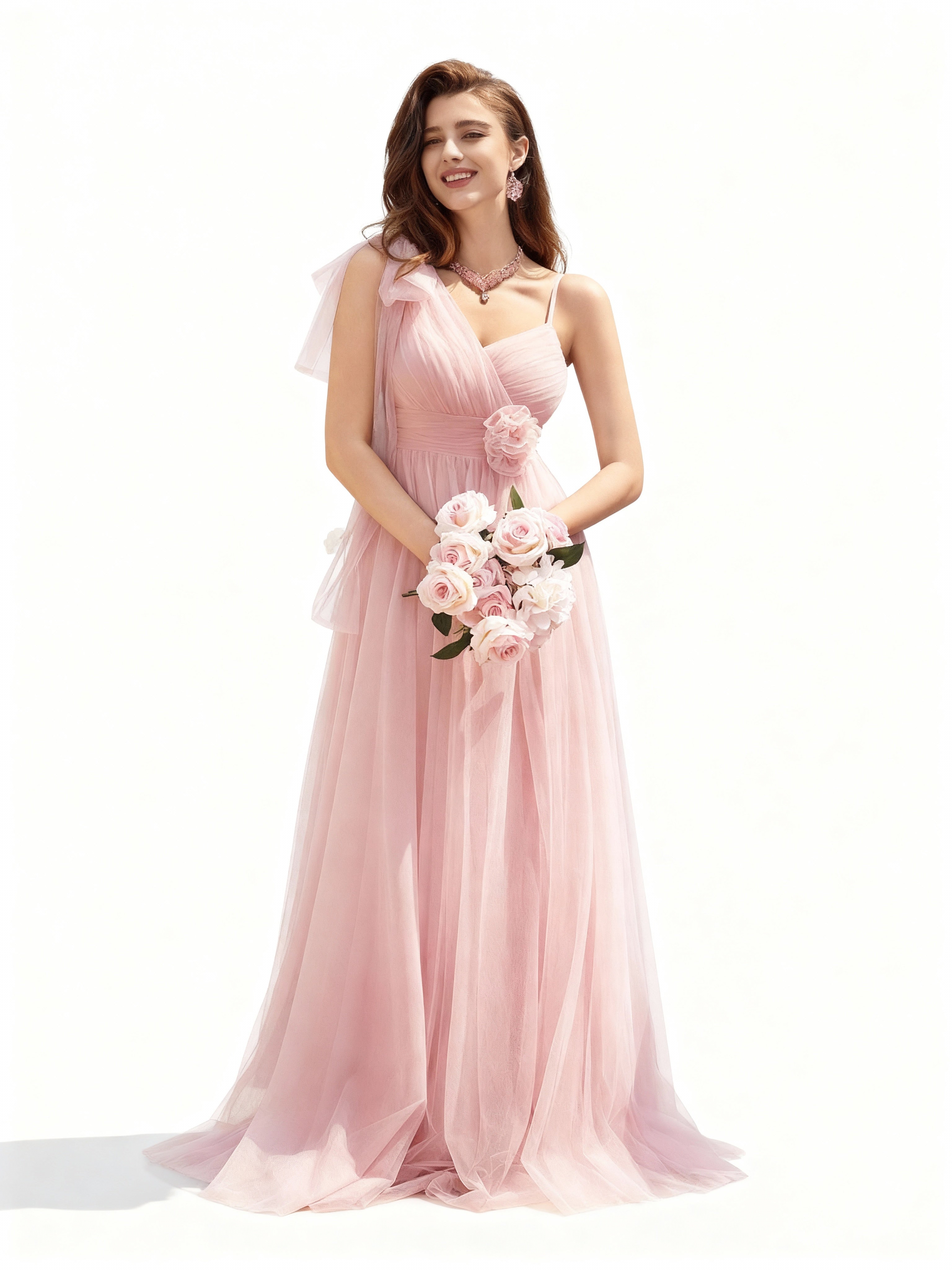 Sovae | Asymmetrisches Netzkleid mit Blumenverzierung