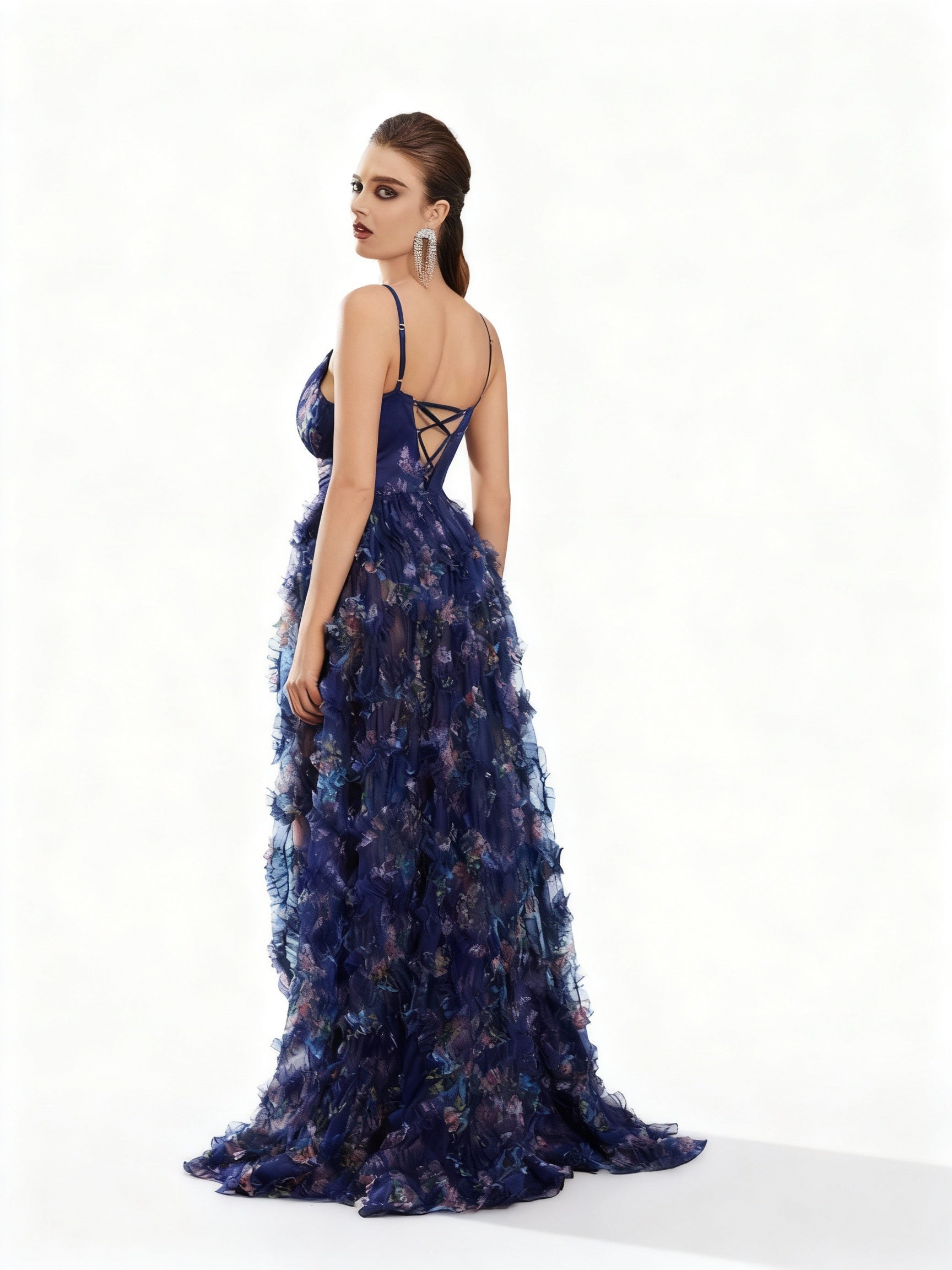 Sovae | Langkleid mit Blumenmuster und Mesh-Schlitz