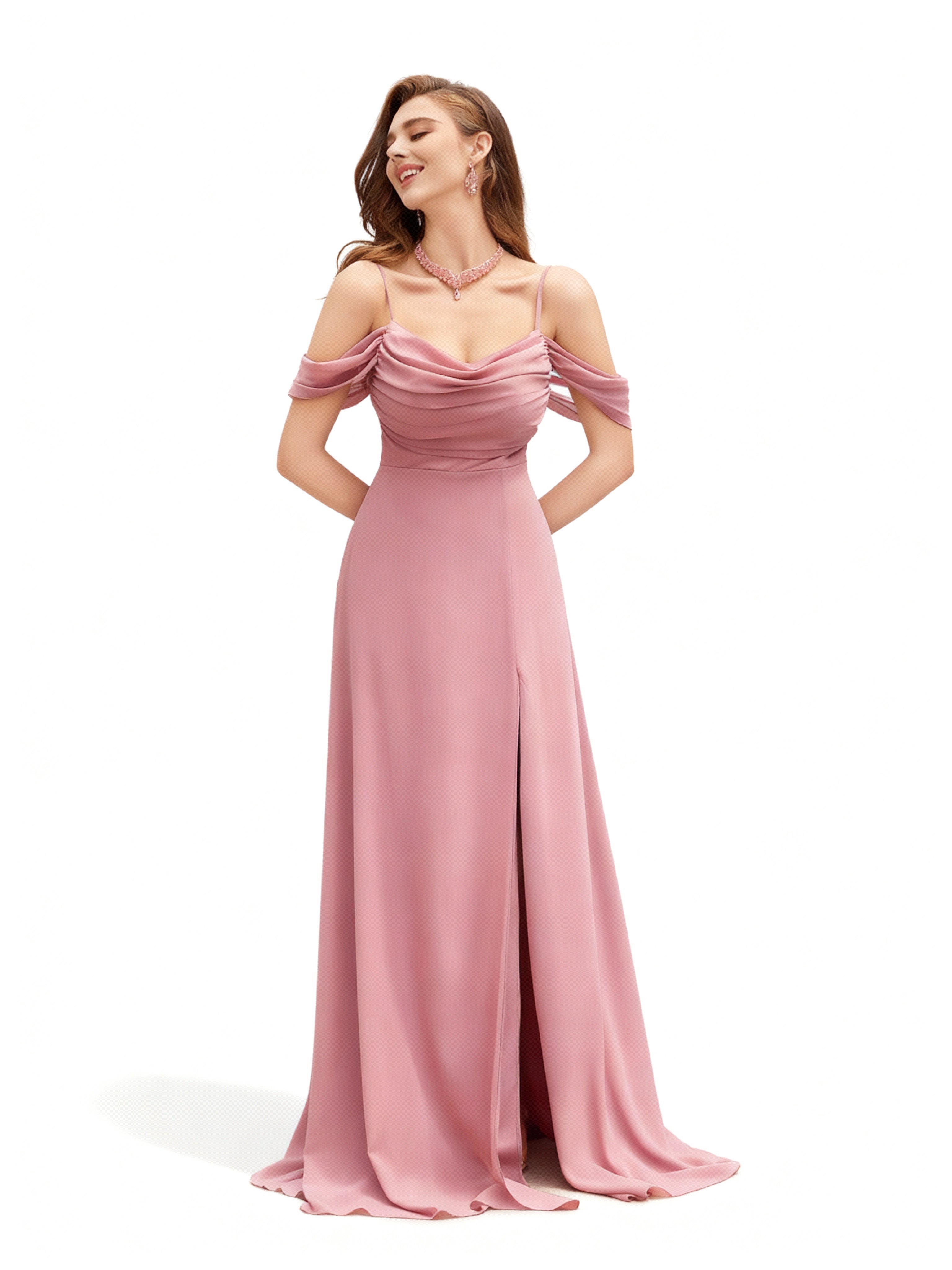 Sovae | Faltiges, trägerloses Brautjungfernkleid in schlichtem Design