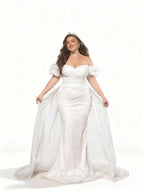 Sovae | Weißes Rückenfreies One-Shoulder Brautkleid in Maxilänge