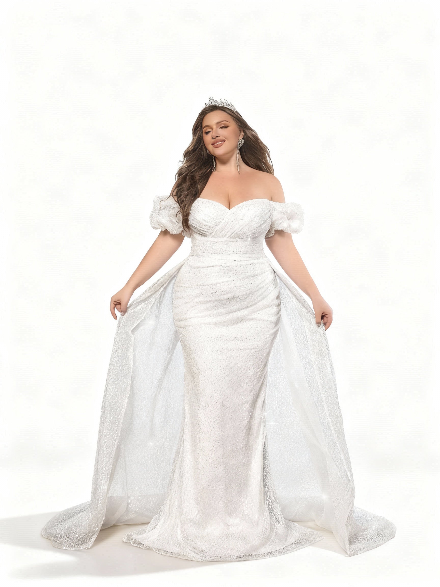 Sovae | Weißes Rückenfreies One-Shoulder Brautkleid in Maxilänge