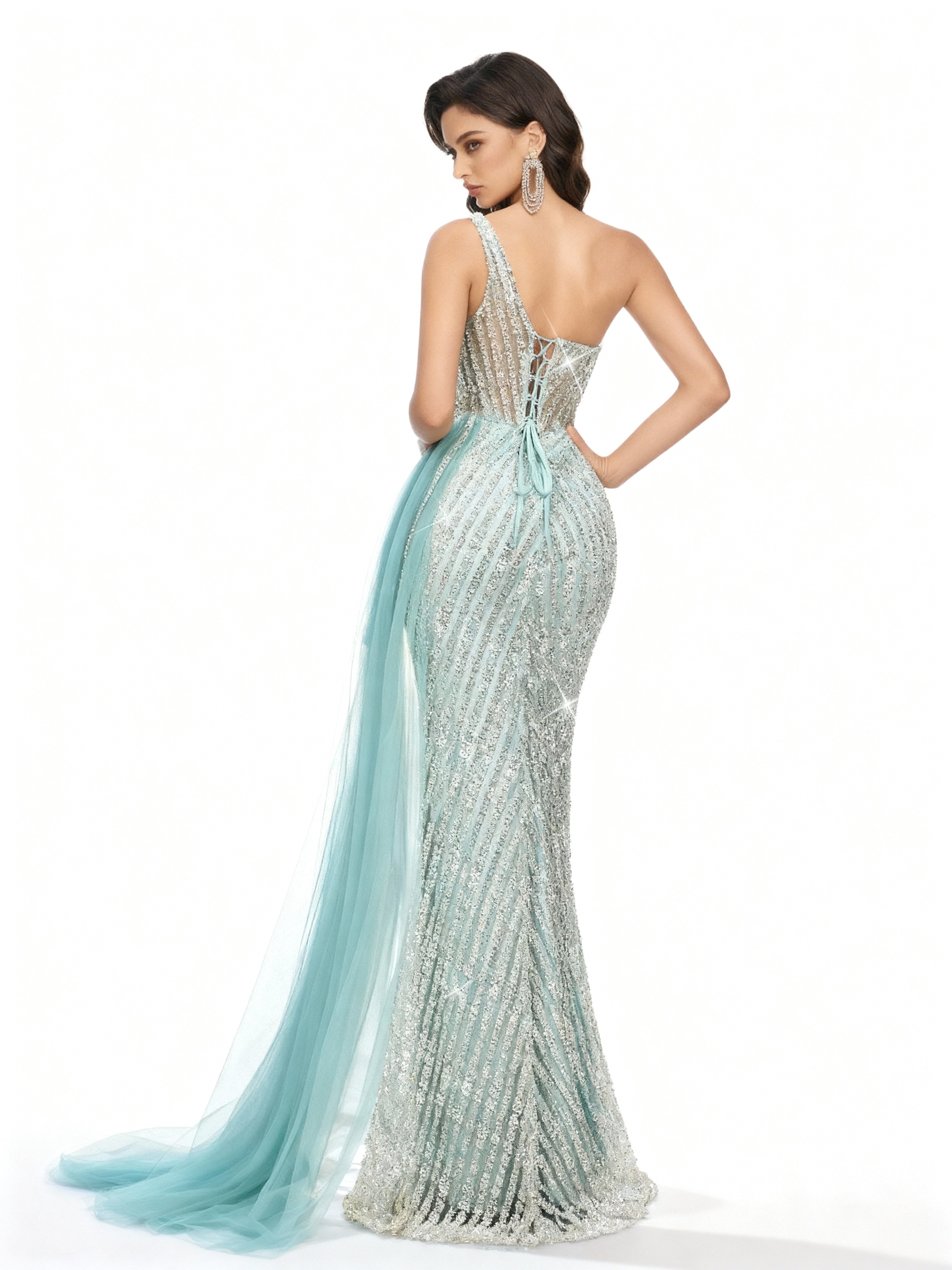 Sovae | Fliederfarbenes Trägerloses Kleid mit Hohem Schlitz