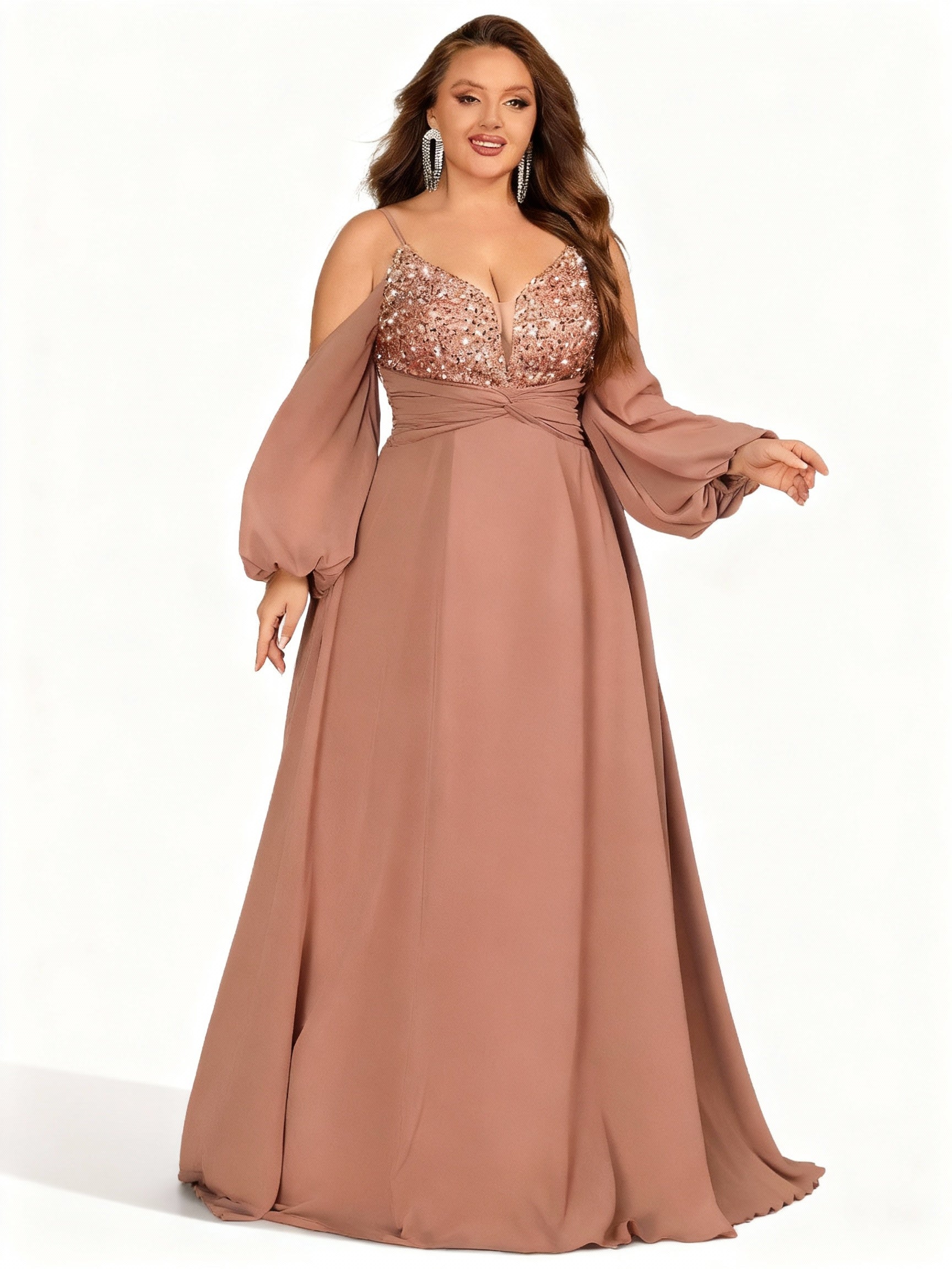 Sovae | Pailletten-Ballkleid in Großen Größen