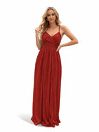 Sovae | Faltenkleid mit Hohem Schlitz für Brautjungfern