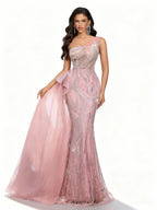 Sovae | Rosa Perlenkleid mit Rückenbindung