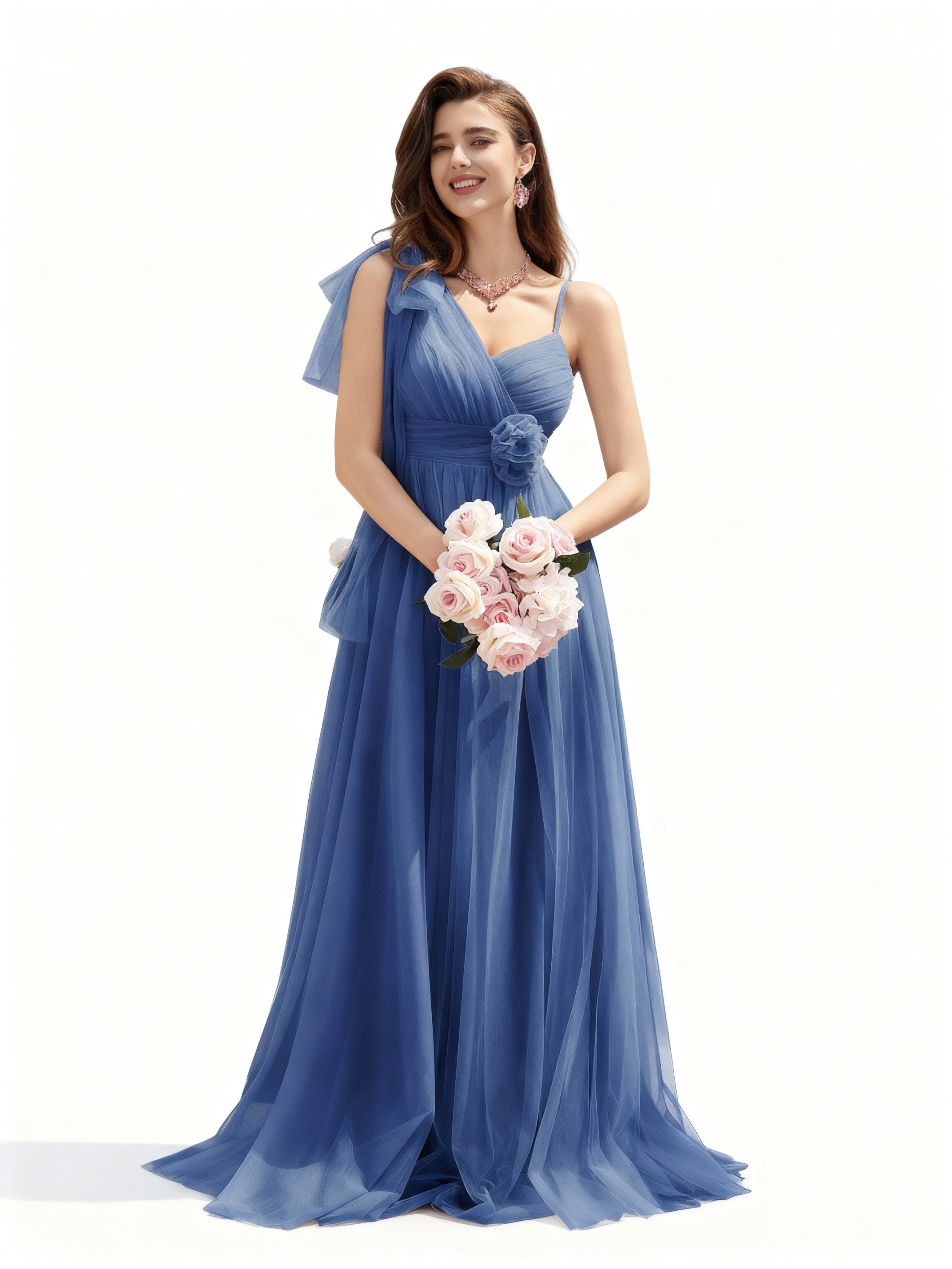 Sovae | Asymmetrisches Netzkleid mit Blumenverzierung