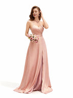 Sovae | Elegantes Brautjungfernkleid mit Spaghettiträgern, offenem Rücken und Beinschlitz