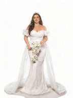 Sovae | Weißes Rückenfreies One-Shoulder Brautkleid in Maxilänge