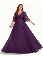 Sovae | Langes Kleid in Großen Größen mit Weiten Ärmeln