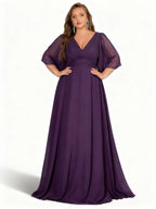 Sovae | Langes Kleid in Großen Größen mit Weiten Ärmeln