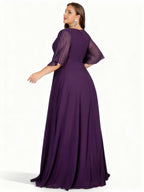 Sovae | Langes Kleid in Großen Größen mit Weiten Ärmeln