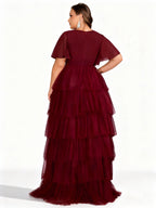 Sovae | Burgunderfarbenes Lagenkleid aus Chiffon