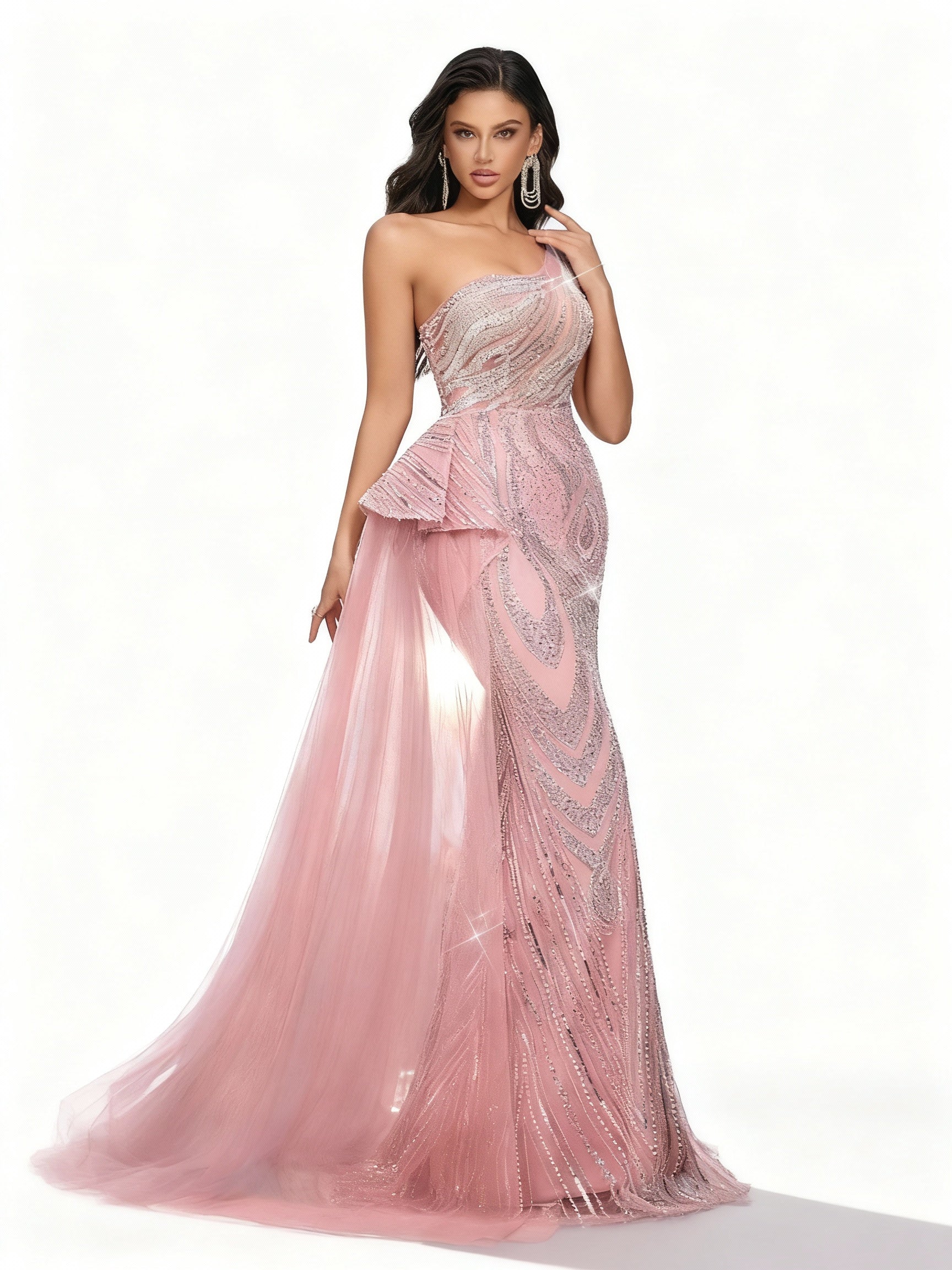 Sovae | Rosa Perlenkleid mit Rückenbindung