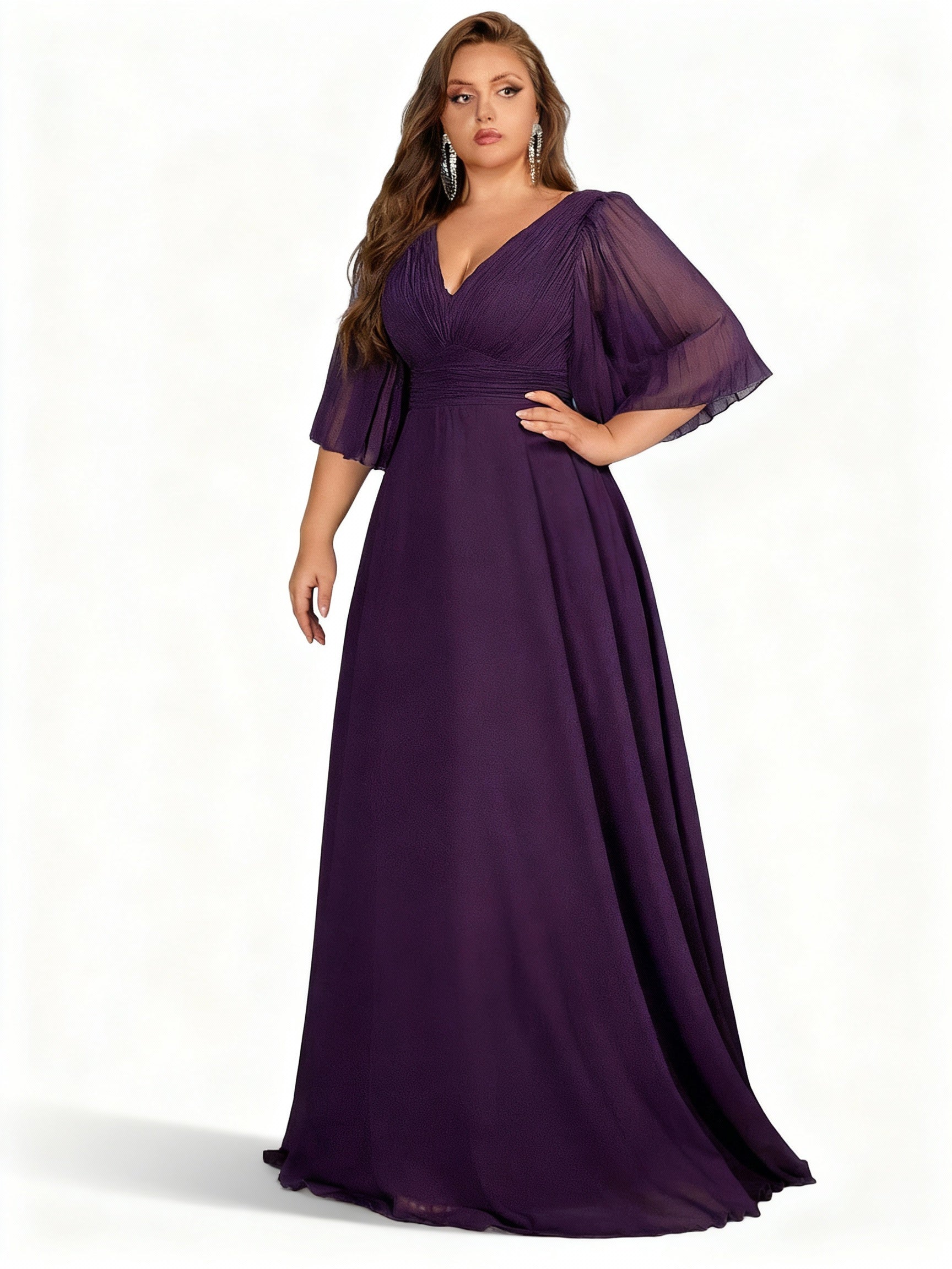 Sovae | Langes Kleid in Großen Größen mit Weiten Ärmeln