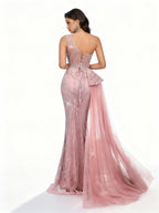 Sovae | Rosa Perlenkleid mit Rückenbindung