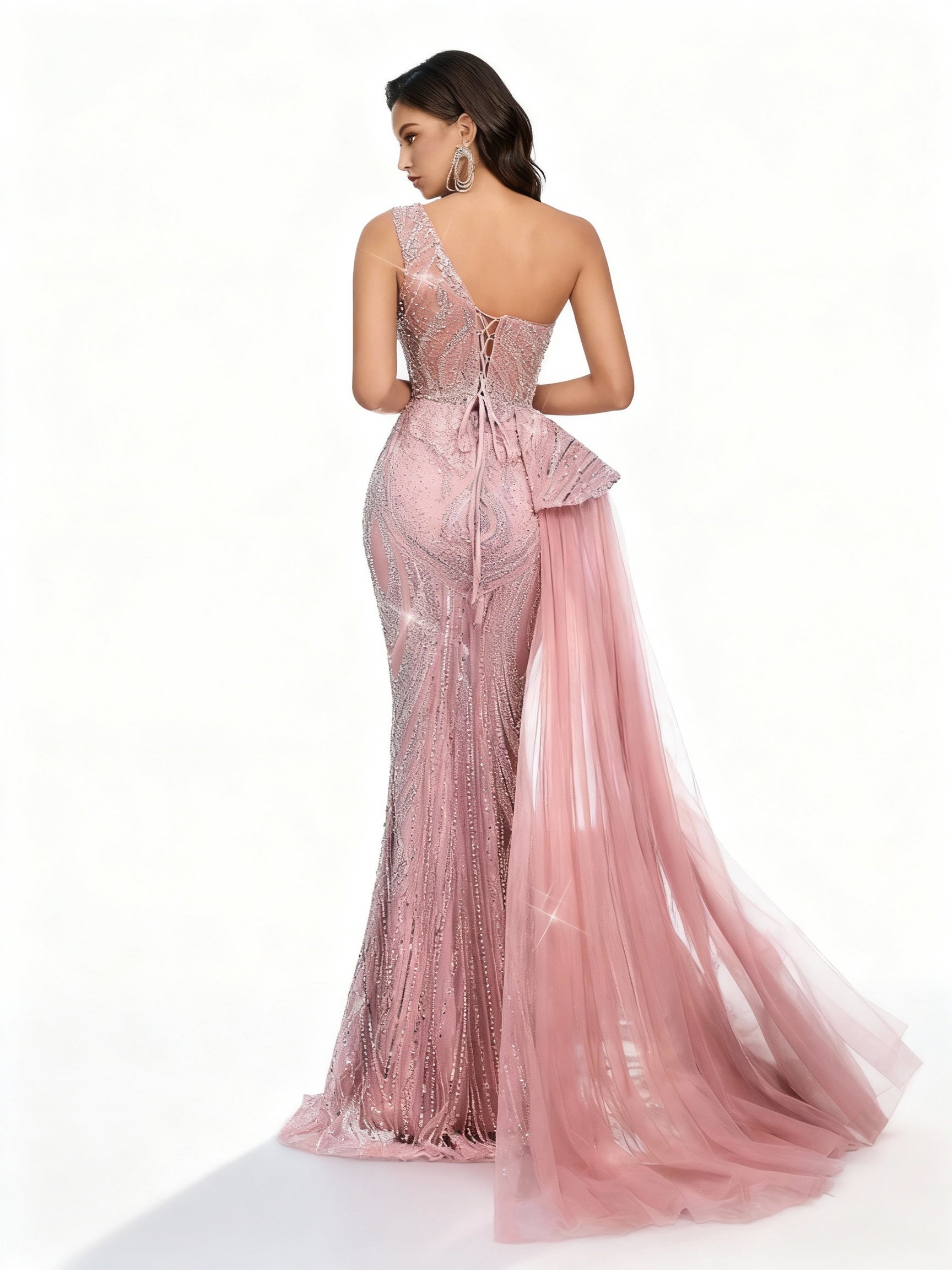 Sovae | Rosa Perlenkleid mit Rückenbindung