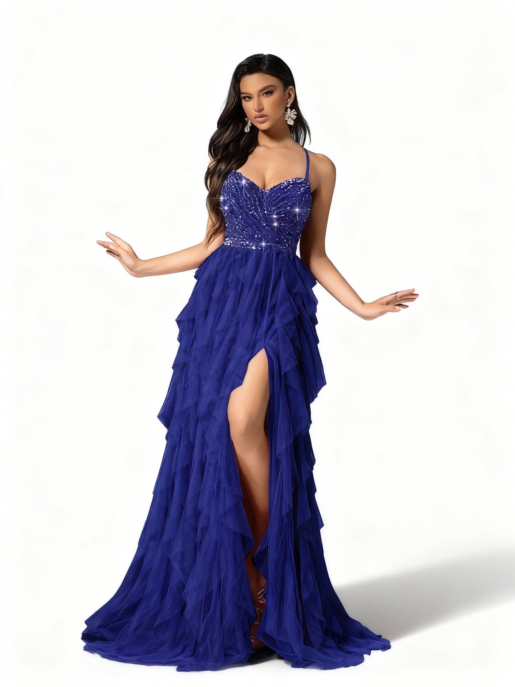 Sovae | Romantisches Rückenkleid aus Mesh und Pailletten