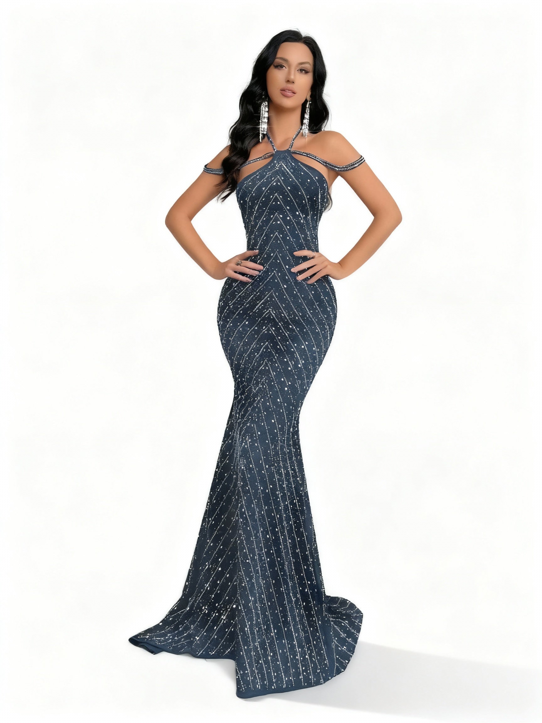 Sovae | Göttliches Strasskleid mit Rückenausschnitt im Meerjungfrauenstil