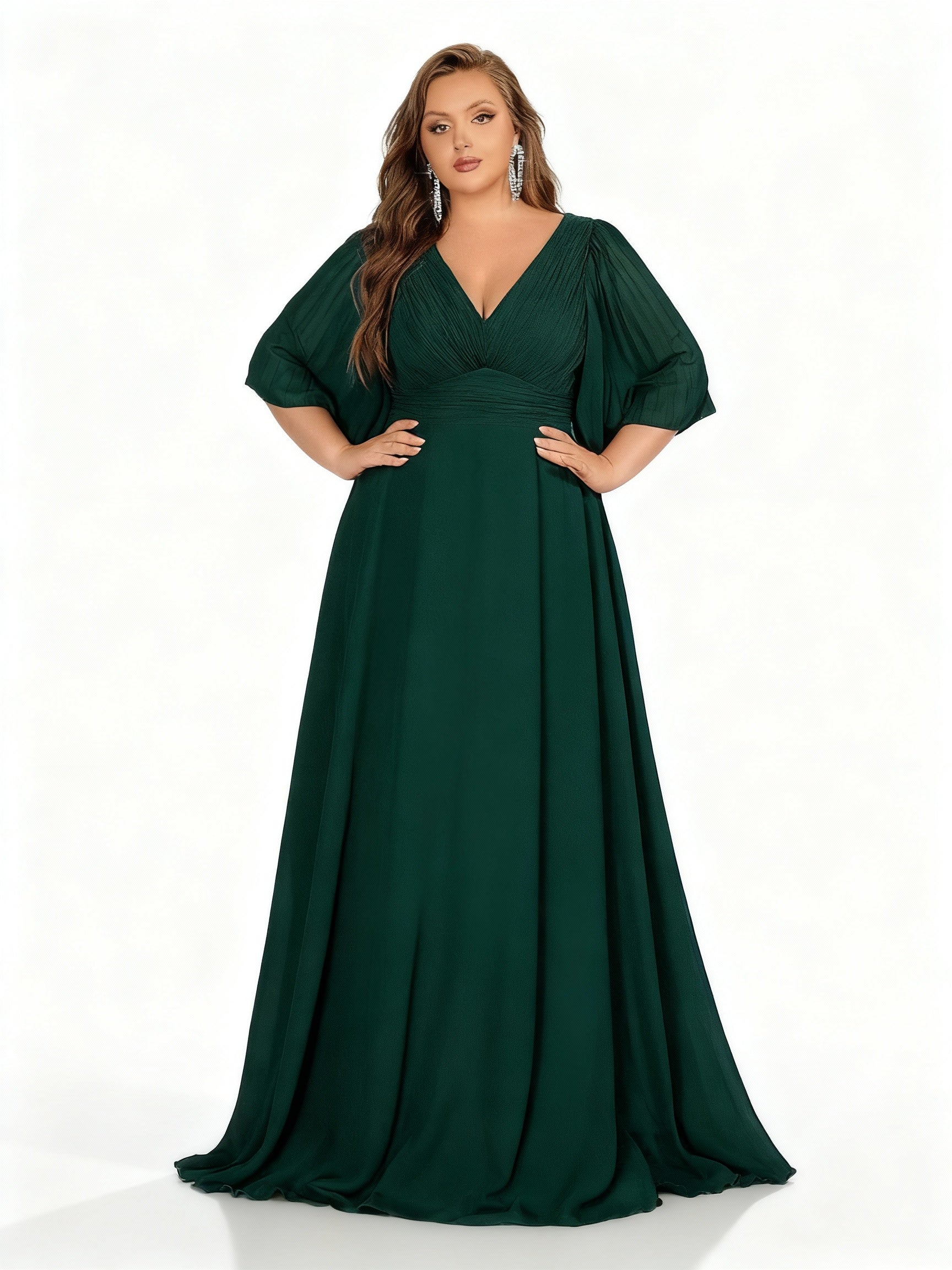 Sovae | Langes Kleid in Großen Größen mit Weiten Ärmeln